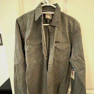 Wrangler Denim Front Snap Shirt, Gray